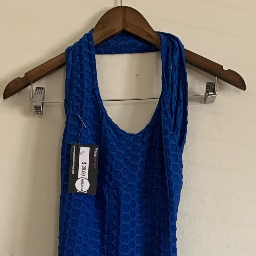 Blue multi-style halter jumpsuit